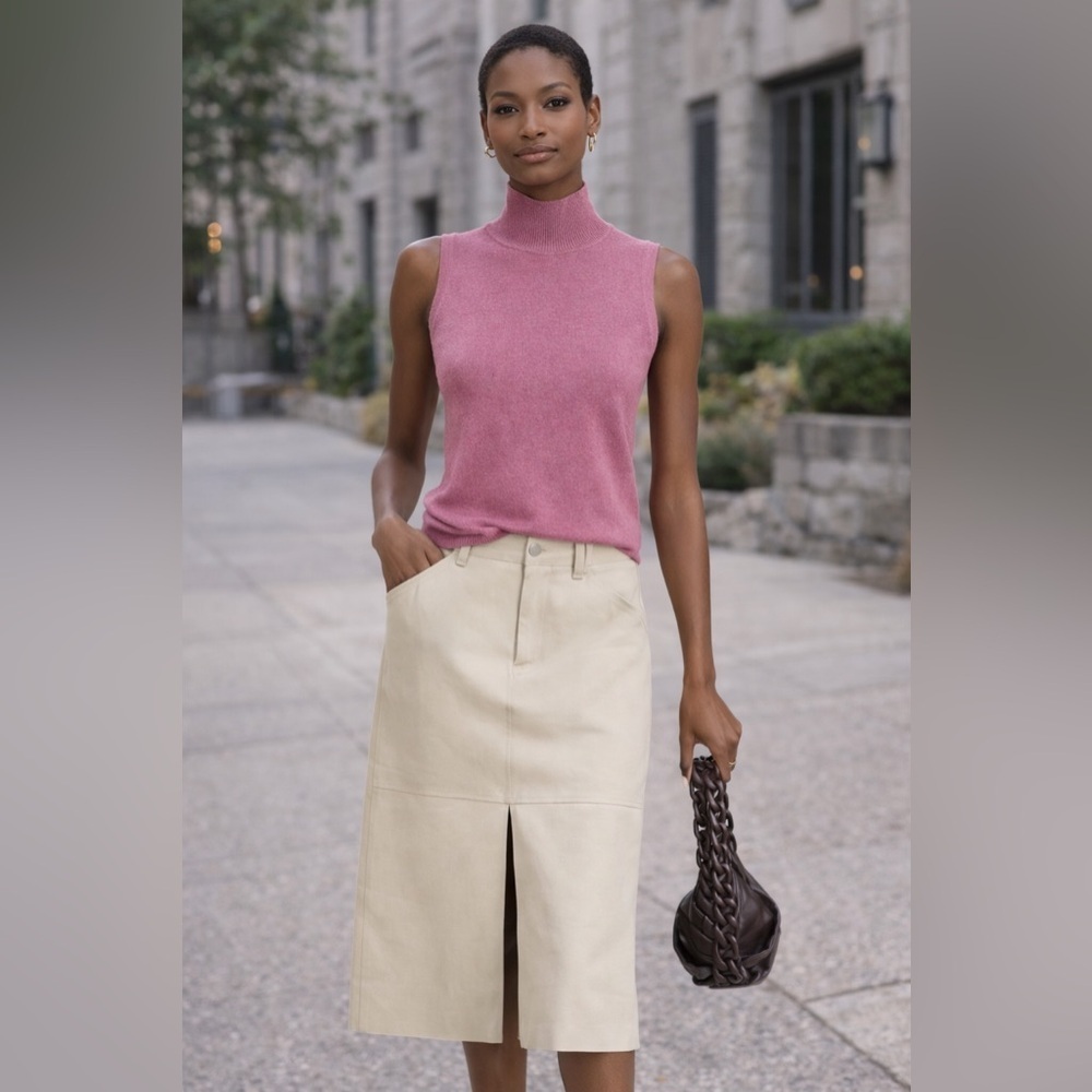 Bloomingdale’s 100% Cashmere Sleeveless Mock Neck Sweater XXL Pink NWT - Picture 3 of 11